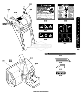 Decals Group Diagram and Parts List for 1696159-00 (BP2132)(2012) Briggs and Stratton Snow Blower